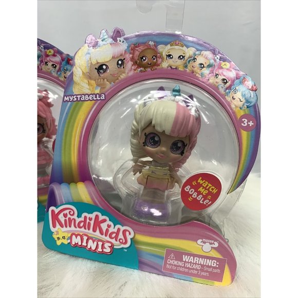 KINDI KIDS Baby Doll Glittery Eyes Bobble Head Collect NEW Set Of 2 - Picture 1 of 4